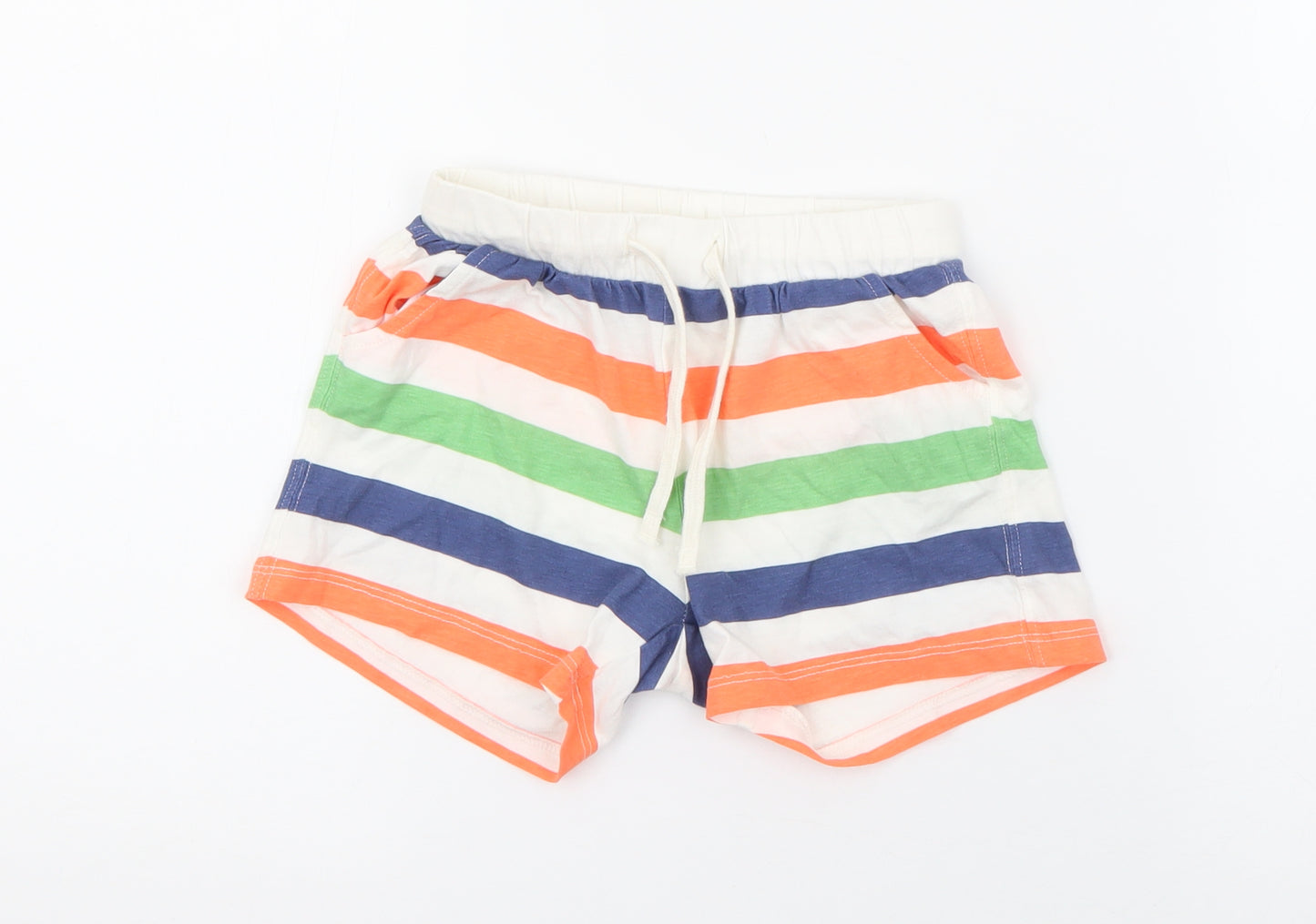 H&M Boys White Striped Cotton Sweat Shorts Size 3 Years  Regular