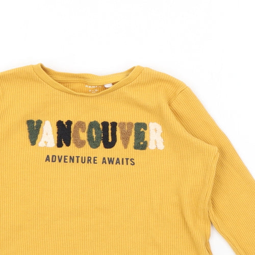 name it Boys Yellow  Cotton Pullover T-Shirt Size 2-3 Years Crew Neck  - Vancouver