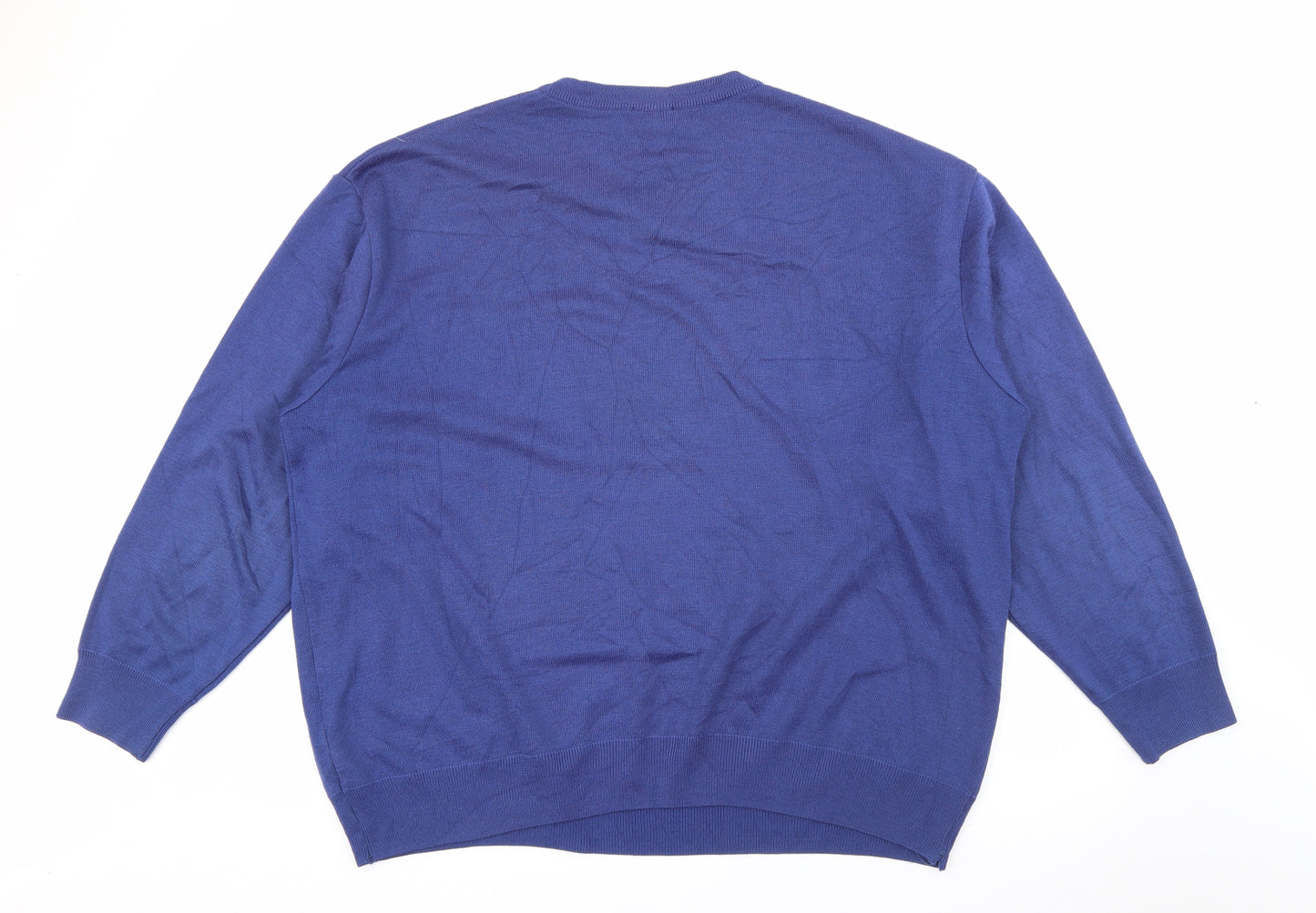 Gabicci Mens Blue Crew Neck  Wool Pullover Jumper Size 4XL