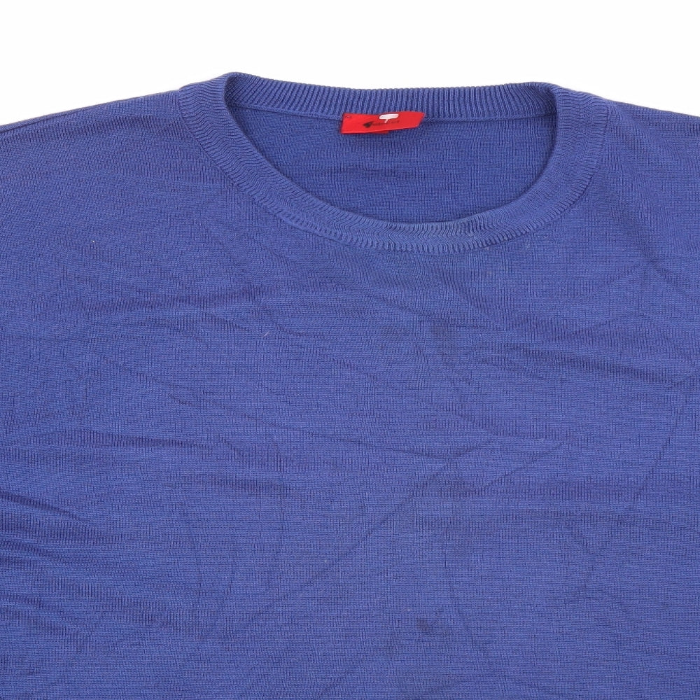 Gabicci Mens Blue Crew Neck  Wool Pullover Jumper Size 4XL
