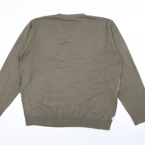 Greenwoods Escape Mens Green V-Neck Argyle/Diamond Acrylic Pullover Jumper Size L