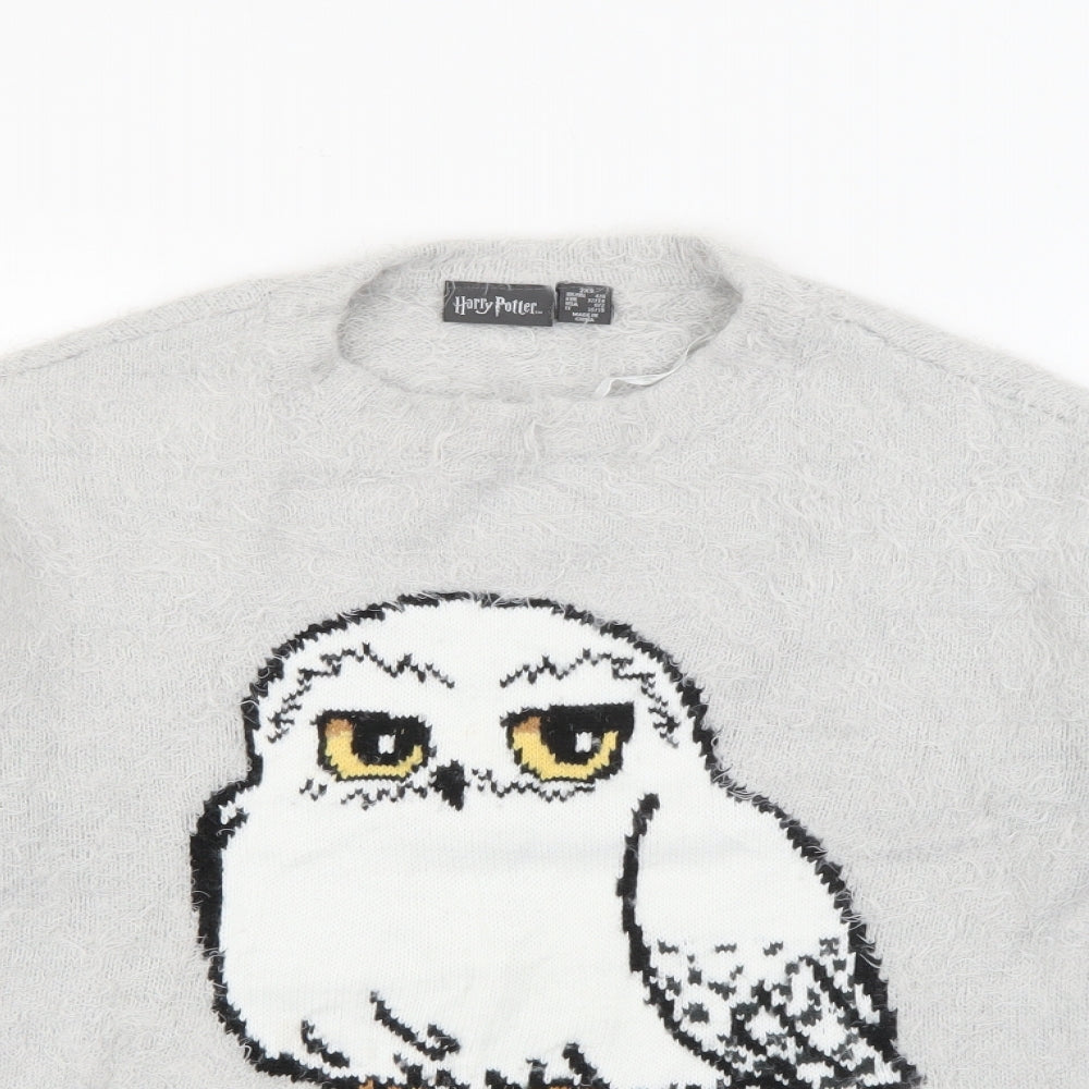 Primark Womens Grey Crew Neck  Nylon Pullover Jumper Size 2XS   - Harry Potter