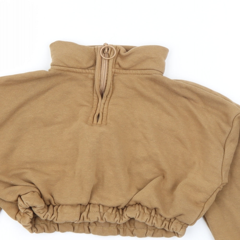 Holyfield Girls Brown High Neck  Cotton Pullover Jumper Size 8-9 Years  Zip