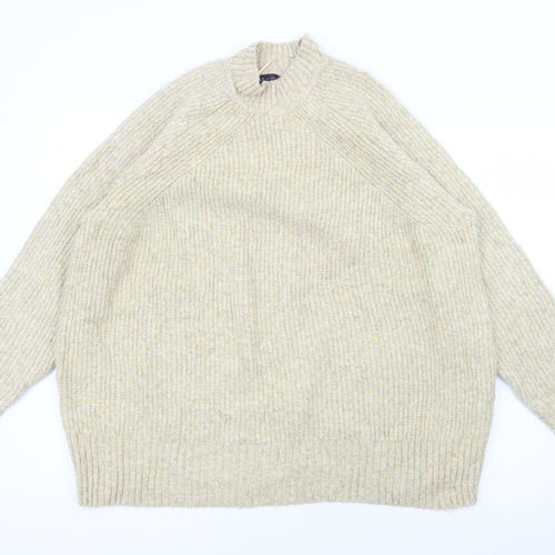 Marks and Spencer Womens Beige High Neck  Polyamide Pullover Jumper Size XL