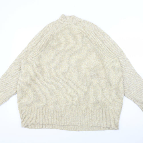 Marks and Spencer Womens Beige High Neck  Polyamide Pullover Jumper Size XL