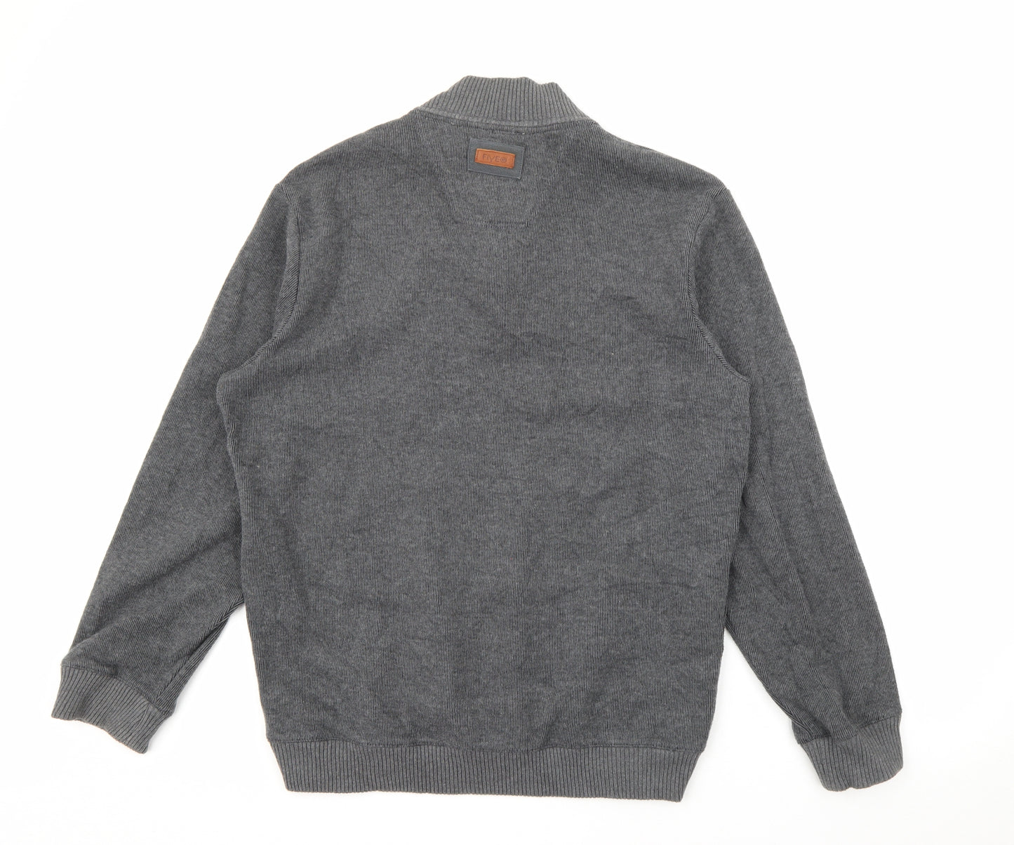 Maine Mens Grey High Neck  Cotton Pullover Jumper Size L