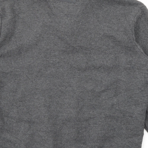 Maine Mens Grey High Neck  Cotton Pullover Jumper Size L