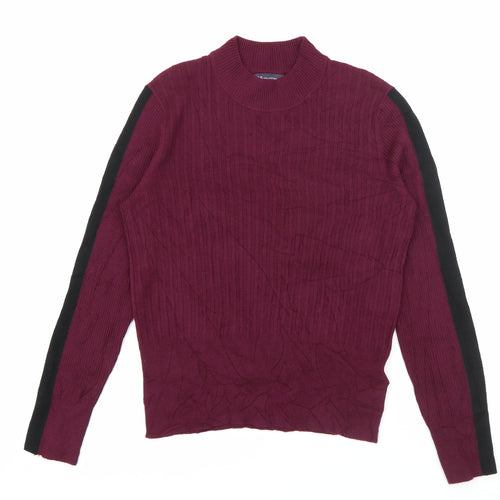 Marks and Spencer Womens Purple High Neck  Viscose Pullover Jumper Size 14