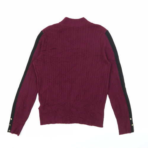 Marks and Spencer Womens Purple High Neck  Viscose Pullover Jumper Size 14