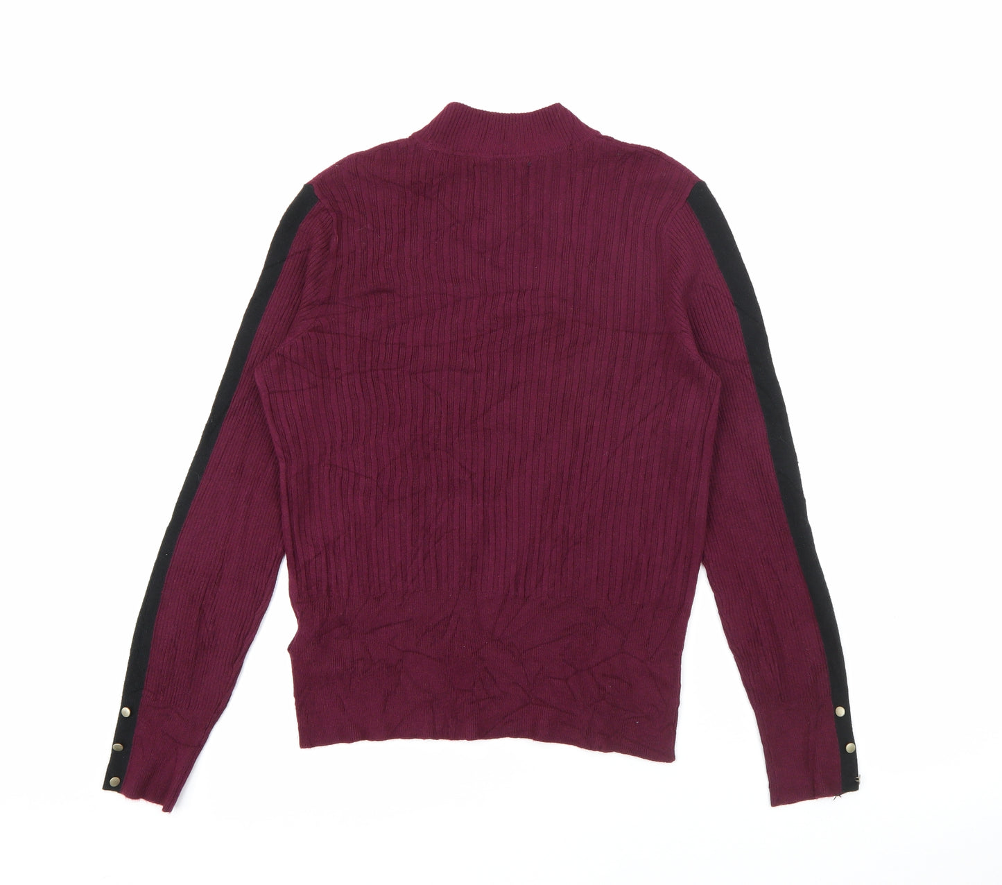 Marks and Spencer Womens Purple High Neck  Viscose Pullover Jumper Size 14