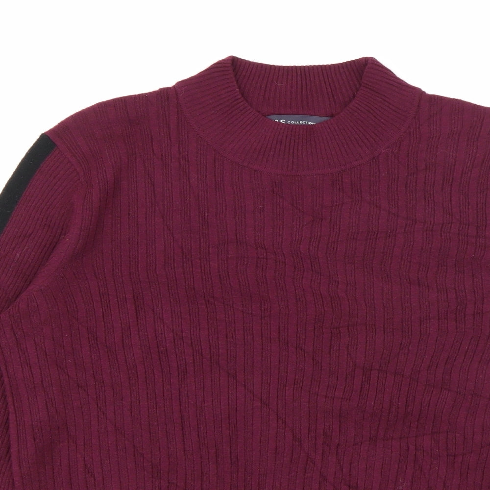 Marks and Spencer Womens Purple High Neck  Viscose Pullover Jumper Size 14