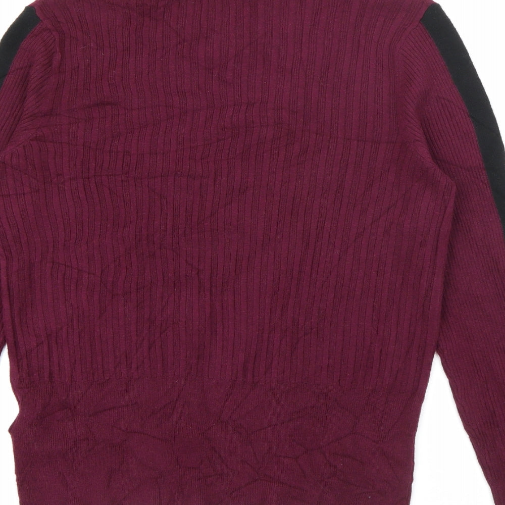 Marks and Spencer Womens Purple High Neck  Viscose Pullover Jumper Size 14