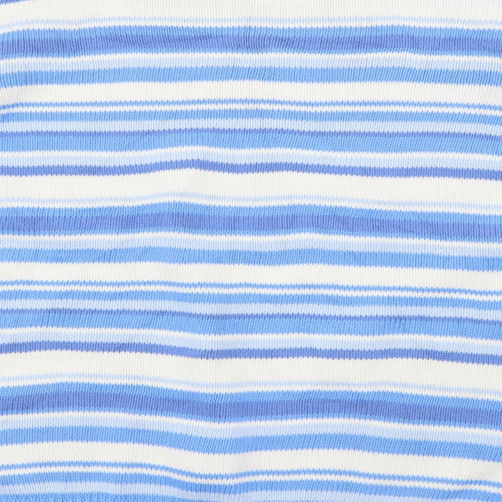 EWM Womens Blue Crew Neck Striped Acrylic Pullover Jumper Size XL