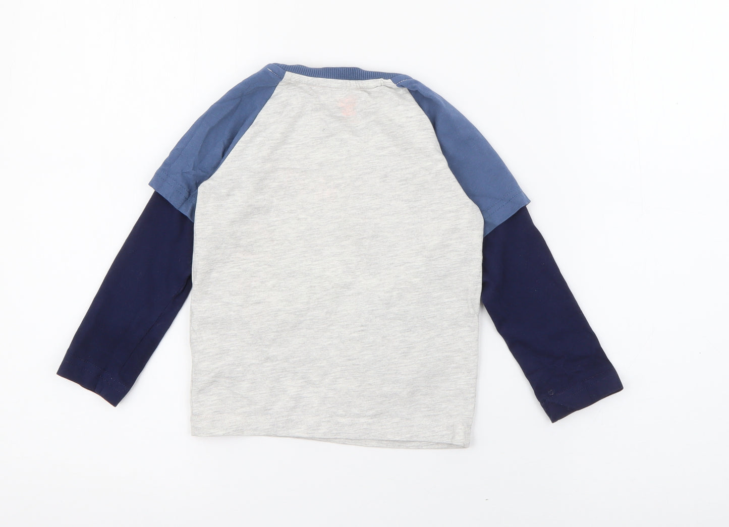 F&F Boys Blue Crew Neck  Cotton Pullover Jumper Size 2-3 Years
