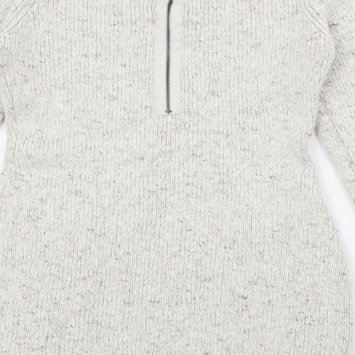 Bay Womens Ivory  Acrylic Jumper Dress  Size 12  Crew Neck Zip
