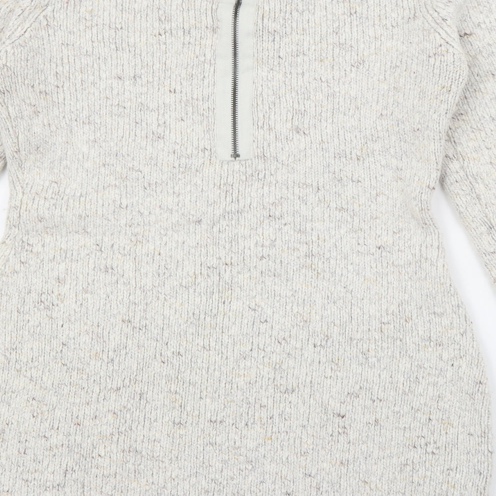Bay Womens Ivory  Acrylic Jumper Dress  Size 12  Crew Neck Zip
