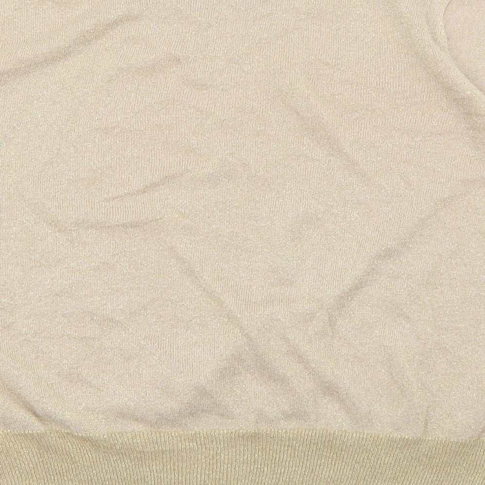 Marks and Spencer Womens Gold Crew Neck  Viscose Pullover Jumper Size L