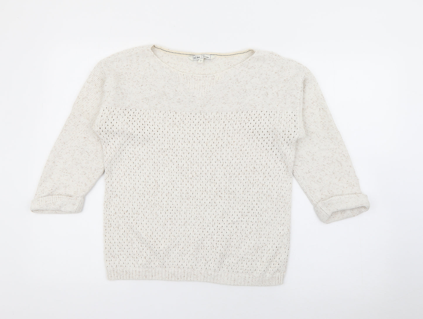 Fat Face Womens Beige Boat Neck  Cotton Pullover Jumper Size 8