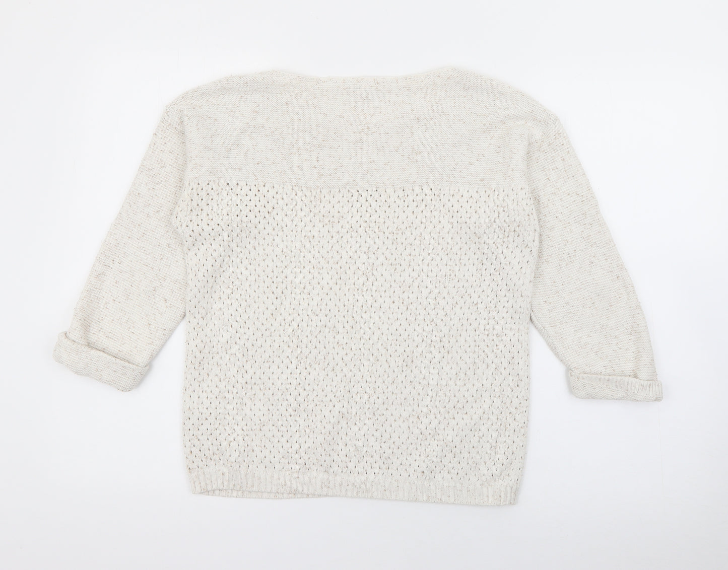 Fat Face Womens Beige Boat Neck  Cotton Pullover Jumper Size 8
