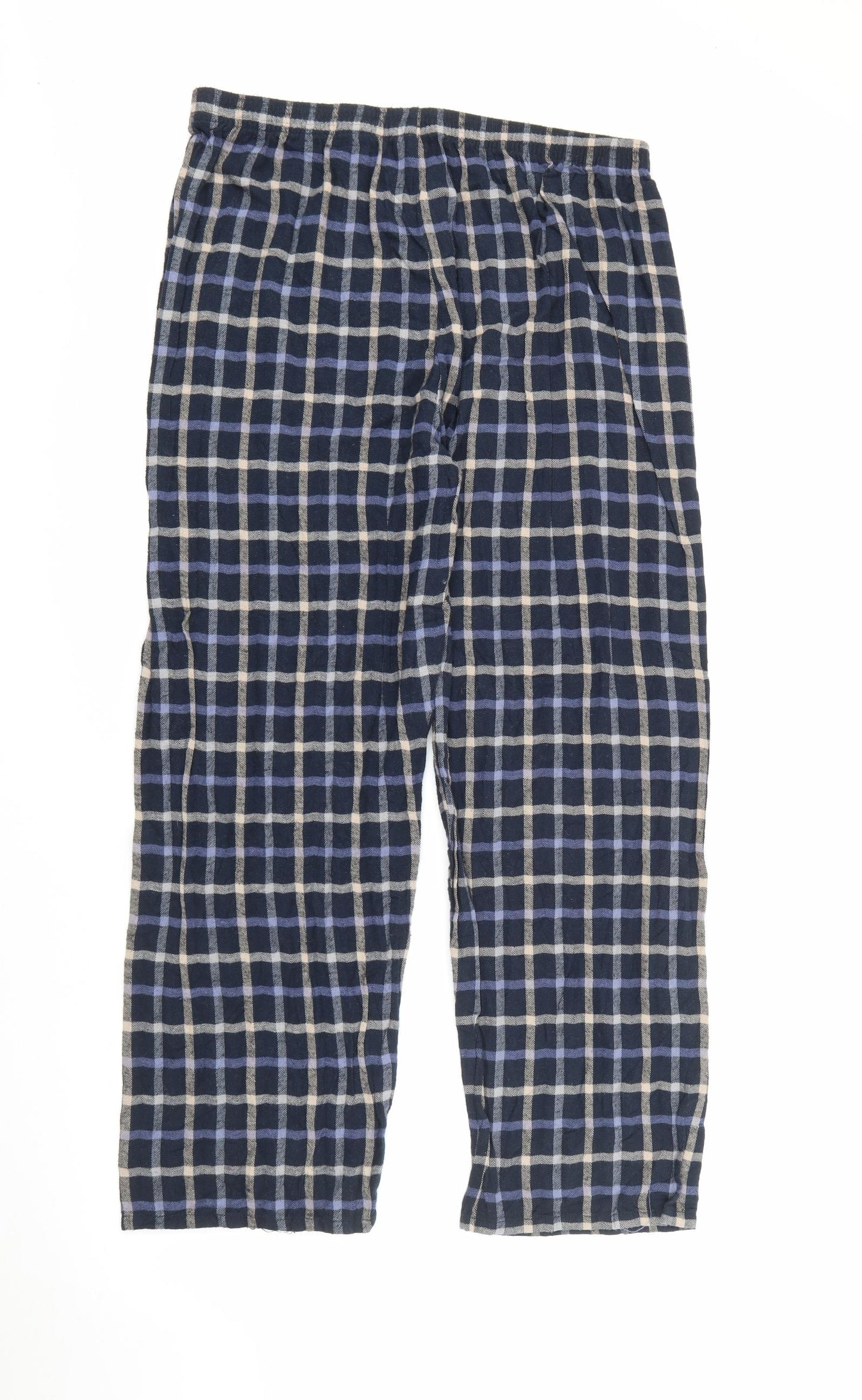 Haigman Mens Blue Plaid Cotton  Pyjama Pants Size L  Button