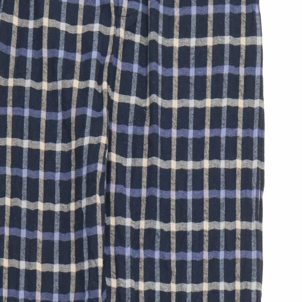 Haigman Mens Blue Plaid Cotton  Pyjama Pants Size L  Button