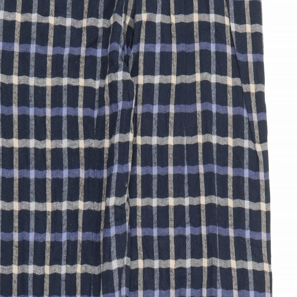 Haigman Mens Blue Plaid Cotton  Pyjama Pants Size L  Button