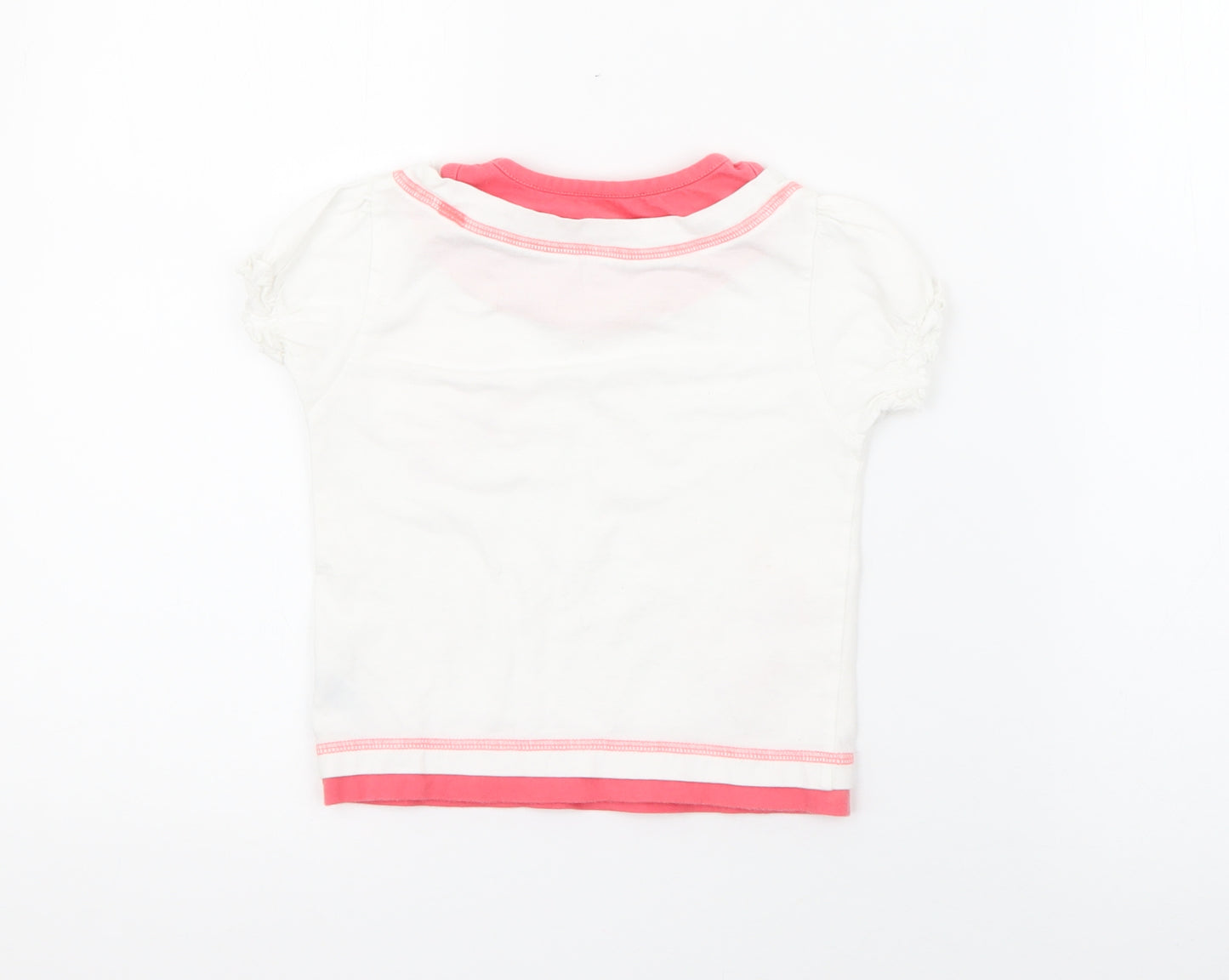 Dunnes Stores Girls White  Cotton Pullover T-Shirt Size 2-3 Years Crew Neck