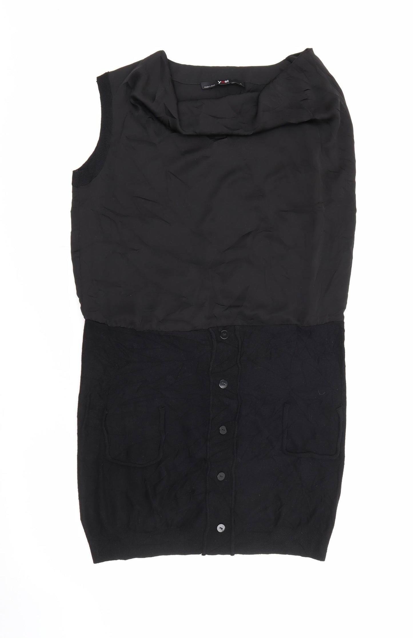 Yest Womens Black  Polyester Jumper Dress  Size M  Cowl Neck