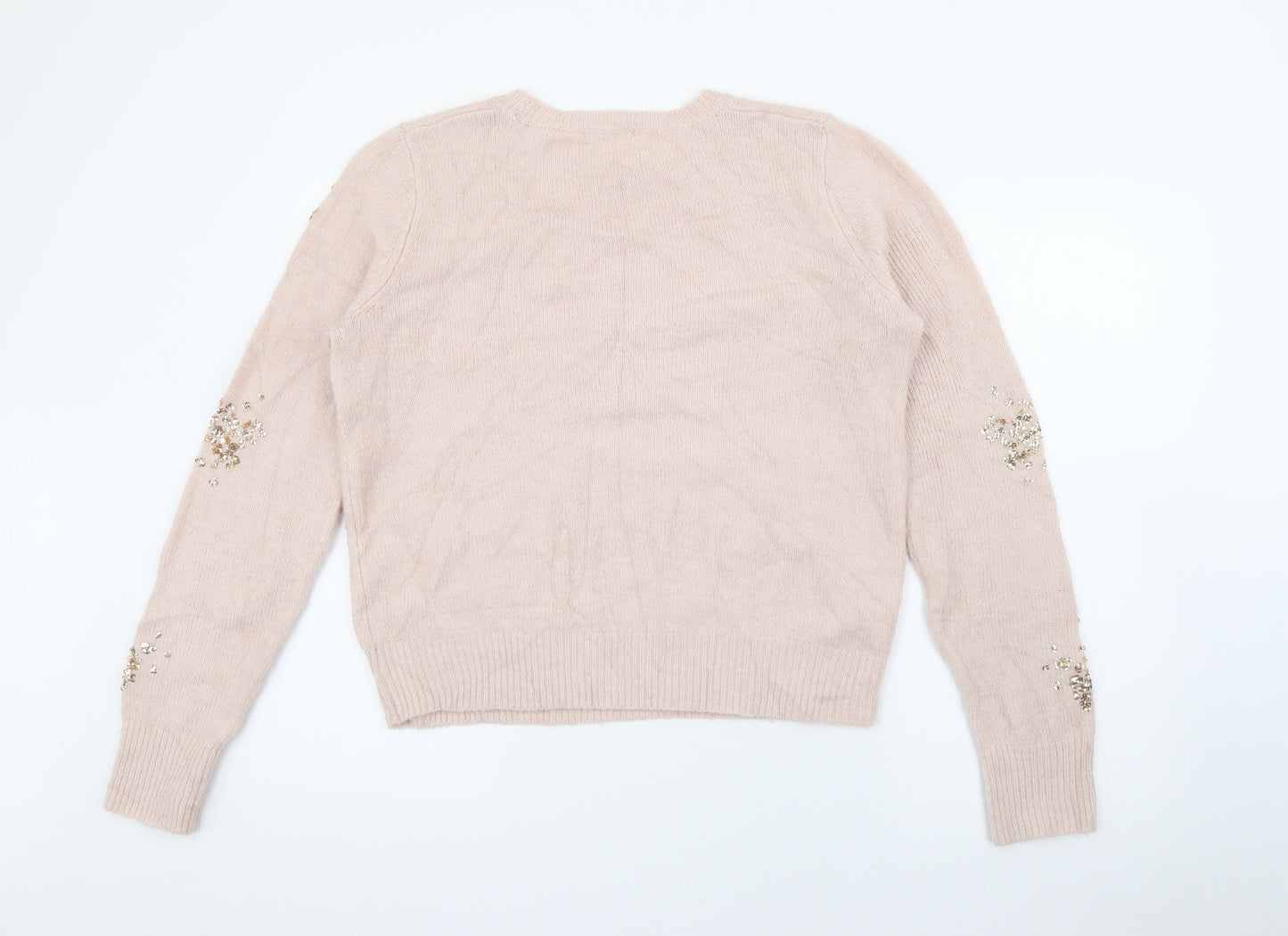TU Womens Pink Crew Neck  Acrylic Pullover Jumper Size 16