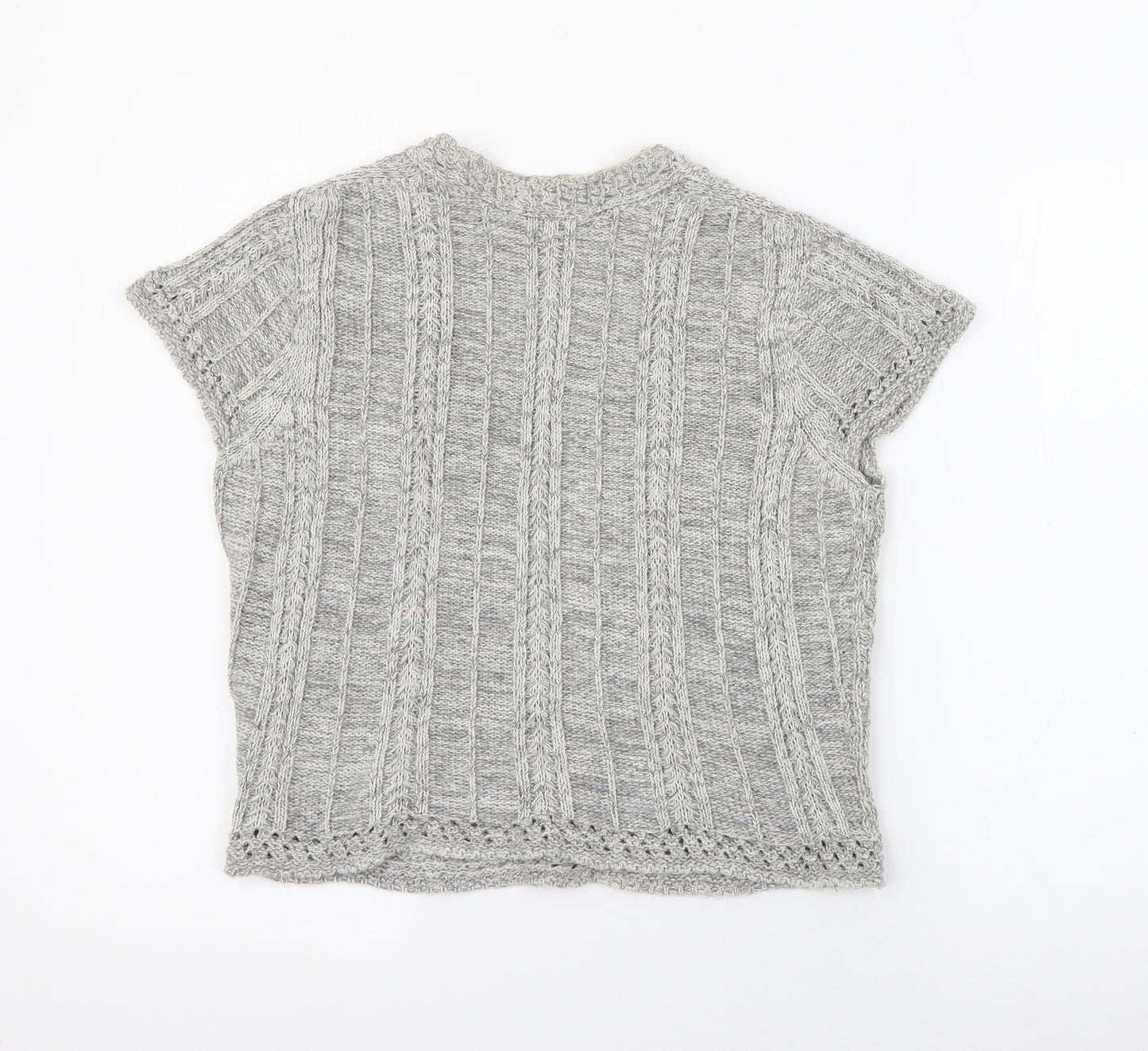 M&Co Womens Grey V-Neck  Acrylic Cardigan Jumper Size L