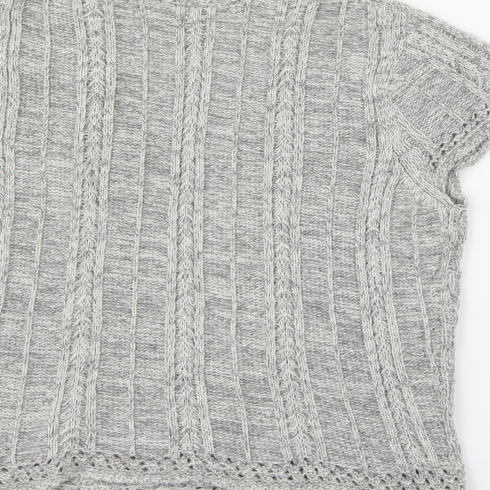 M&Co Womens Grey V-Neck  Acrylic Cardigan Jumper Size L