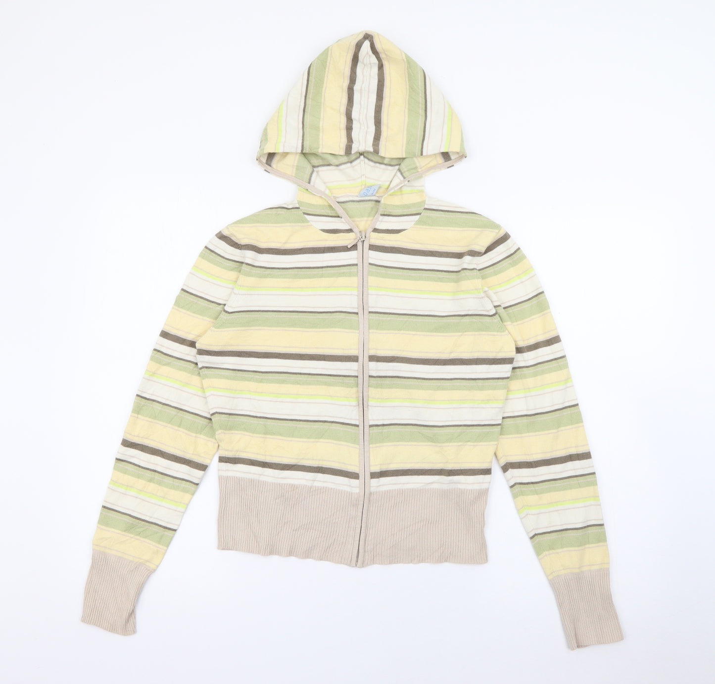 Oasis Womens Multicoloured Striped Cotton Full Zip Hoodie Size 16  Zip