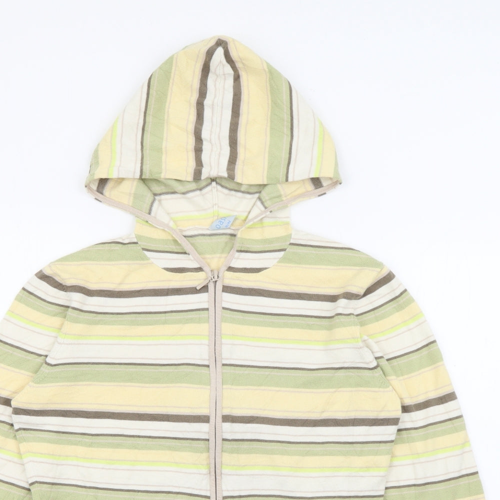 Oasis Womens Multicoloured Striped Cotton Full Zip Hoodie Size 16  Zip