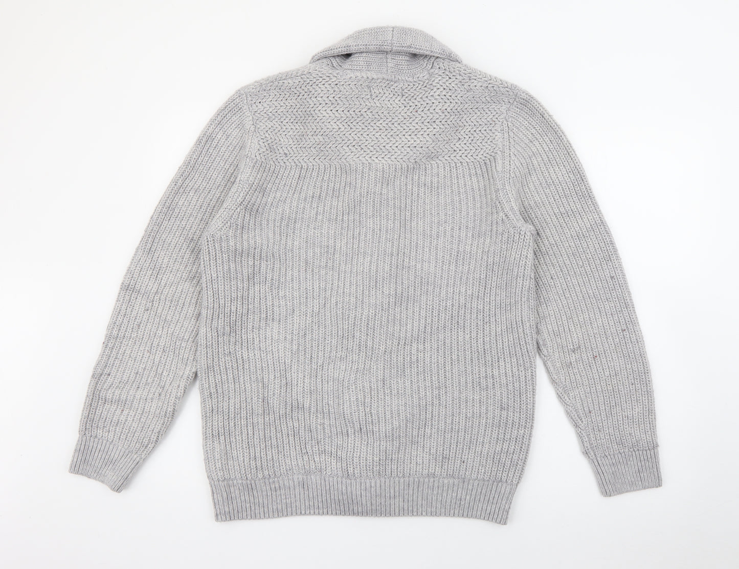NEXT Mens Grey Roll Neck  Acrylic Cardigan Jumper Size L