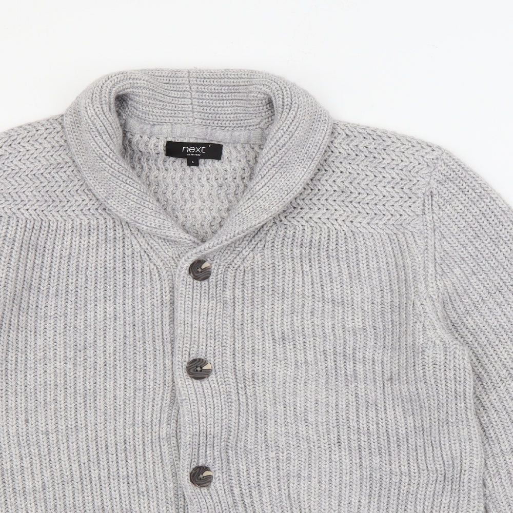 NEXT Mens Grey Roll Neck  Acrylic Cardigan Jumper Size L