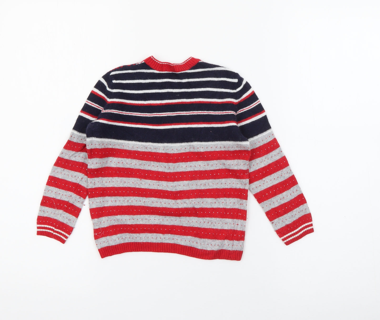 United Colors of Benetton Boys Red Crew Neck Geometric Polyamide Pullover Jumper Size 4-5 Years