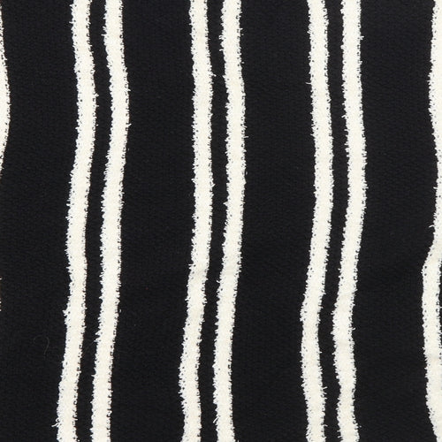 Marks and Spencer Womens Black Crew Neck Striped Cotton Pullover Jumper Size 14