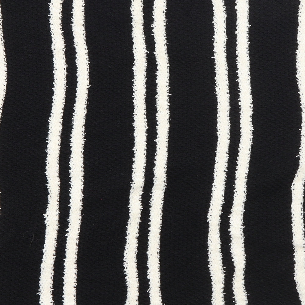 Marks and Spencer Womens Black Crew Neck Striped Cotton Pullover Jumper Size 14