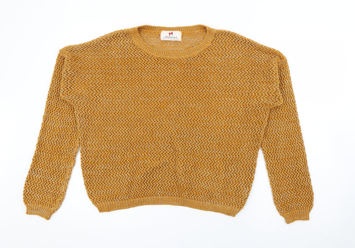 Springfield Womens Yellow Crew Neck Acrylic Pullover Jumper Size 16