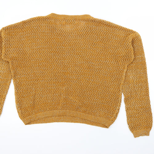 Springfield Womens Yellow Crew Neck  Acrylic Pullover Jumper Size 16