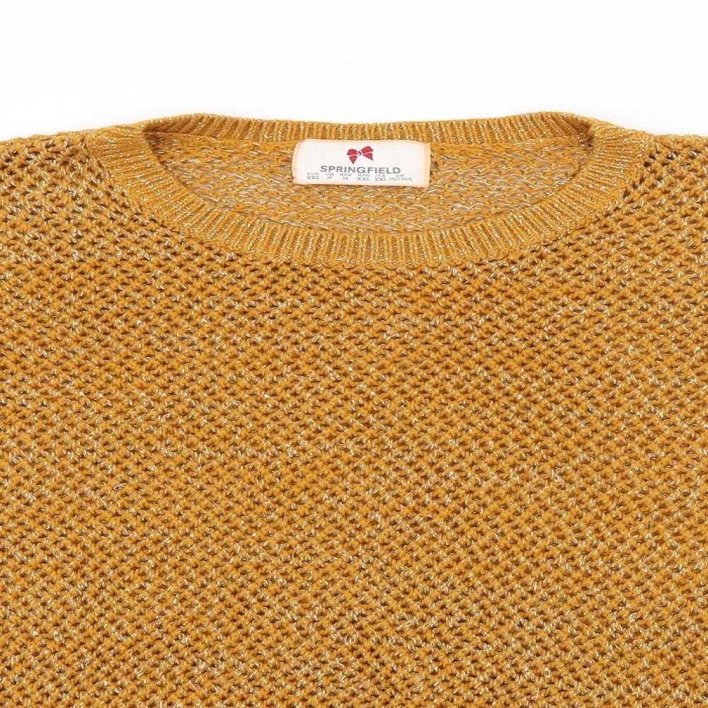 Springfield Womens Yellow Crew Neck  Acrylic Pullover Jumper Size 16