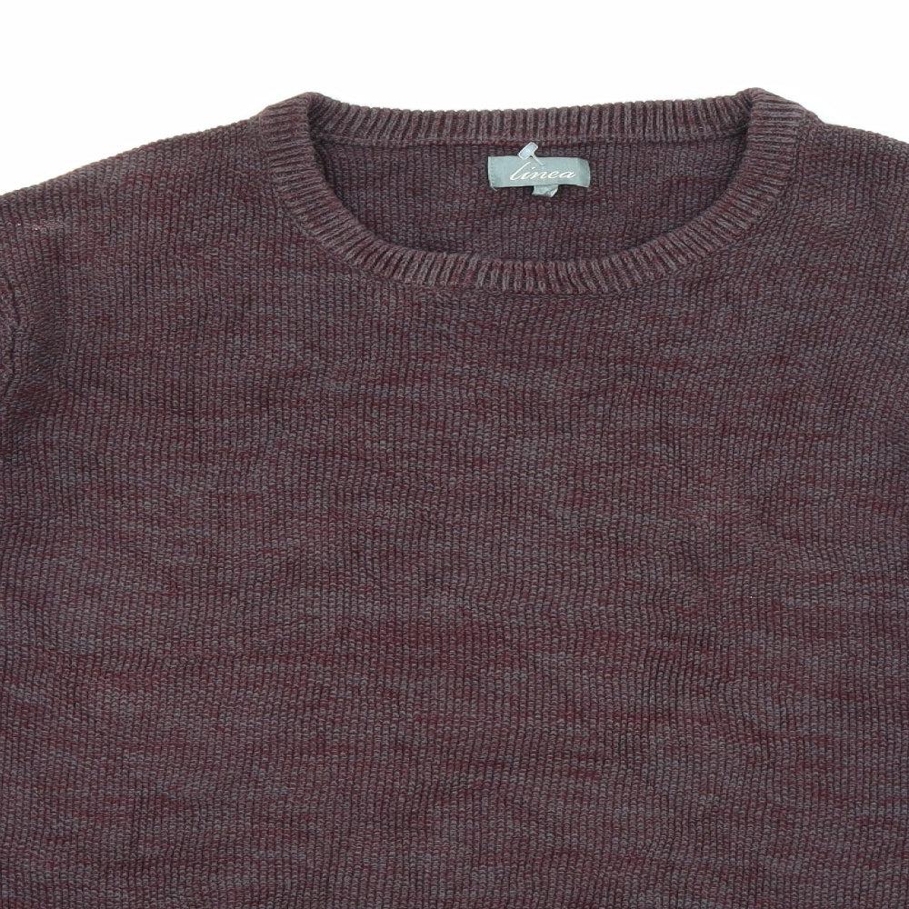 Linea Mens Purple Crew Neck  Cotton Pullover Jumper Size L