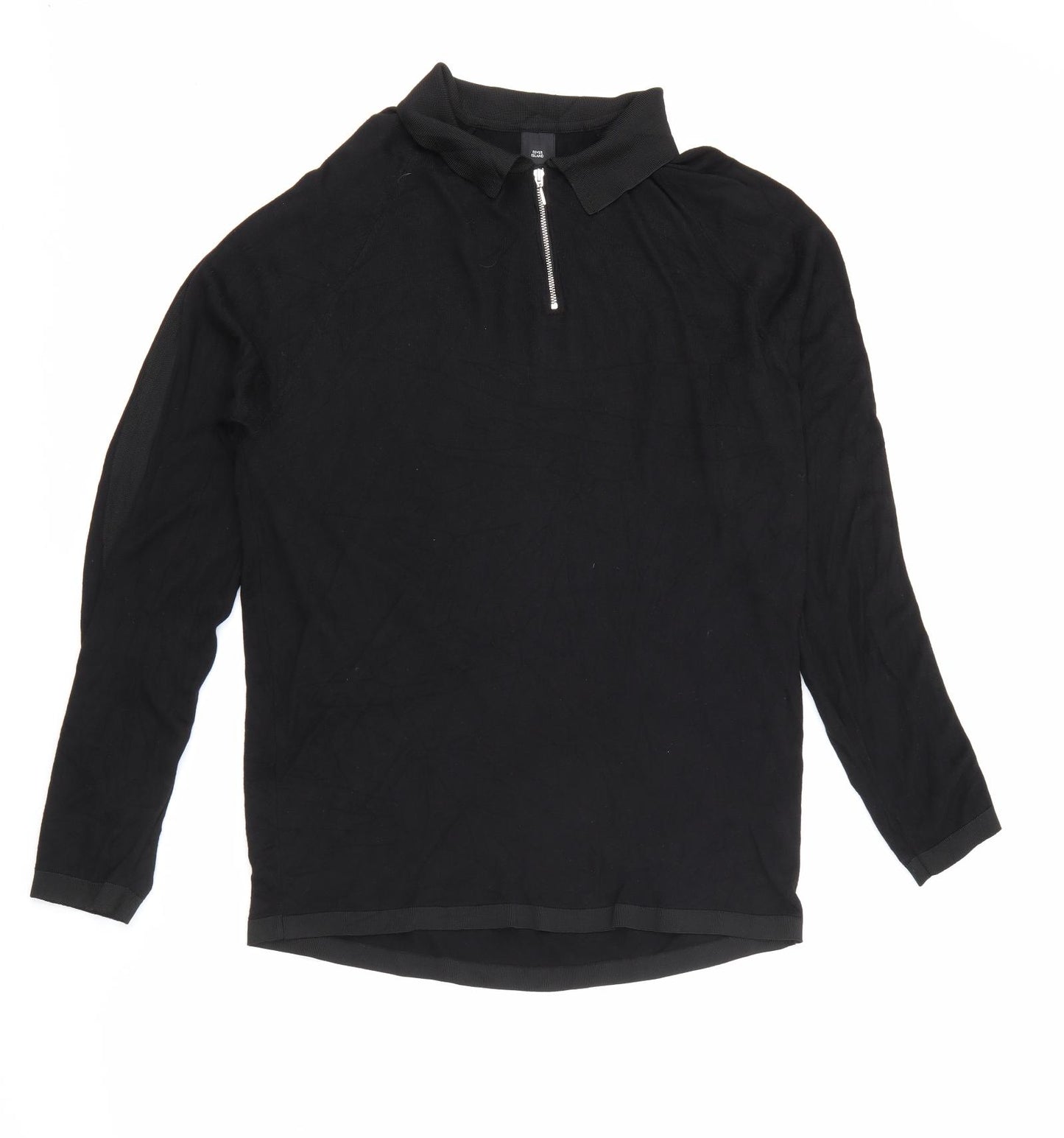 River Island Womens Black Collared  Viscose Pullover Jumper Size XL