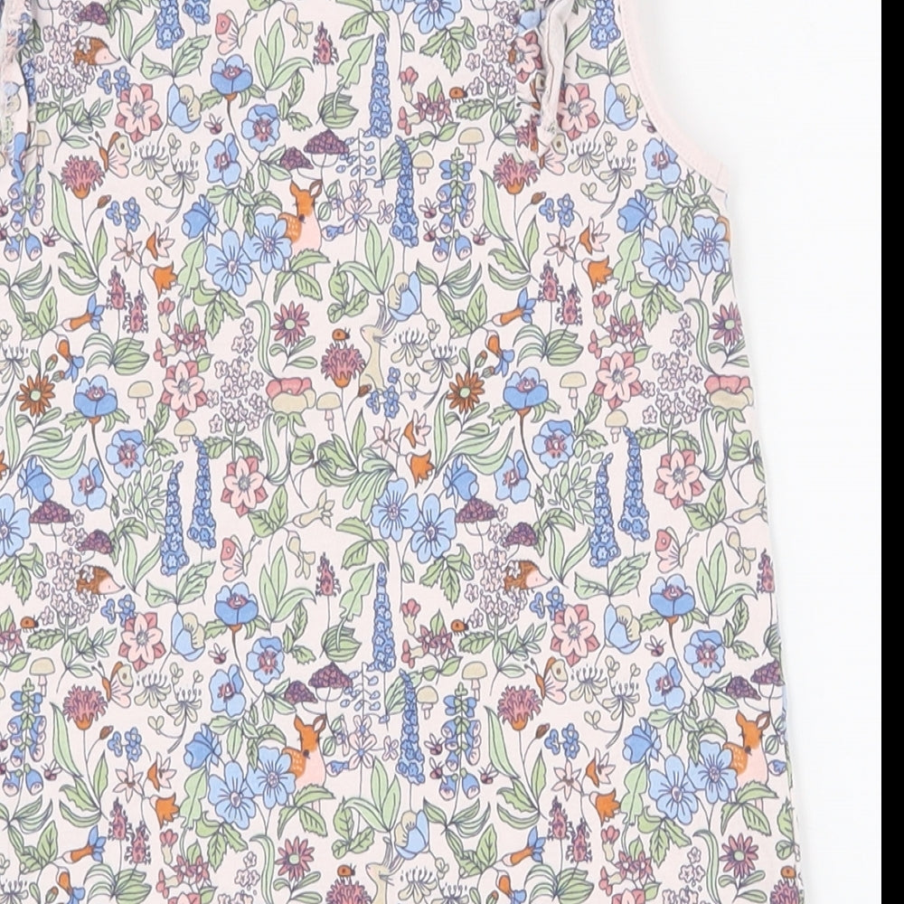 NEXT Girls Multicoloured Floral 100% Cotton Basic Tank Size 6-7 Years Round Neck Pullover