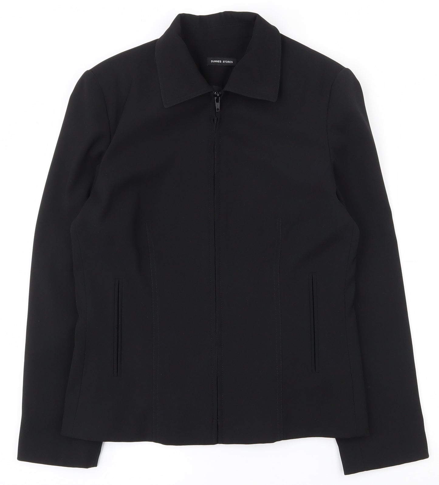 Dunnes Stores Womens Black   Jacket  Size 10  Zip - Shoulder pads