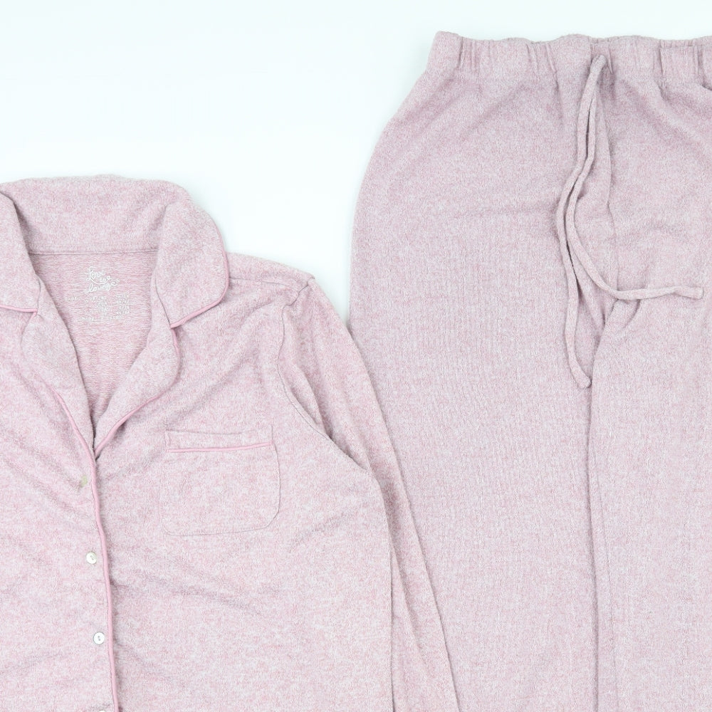Primark Womens Pink  Polyester Top Pyjama Set Size 12  Button - 12-14