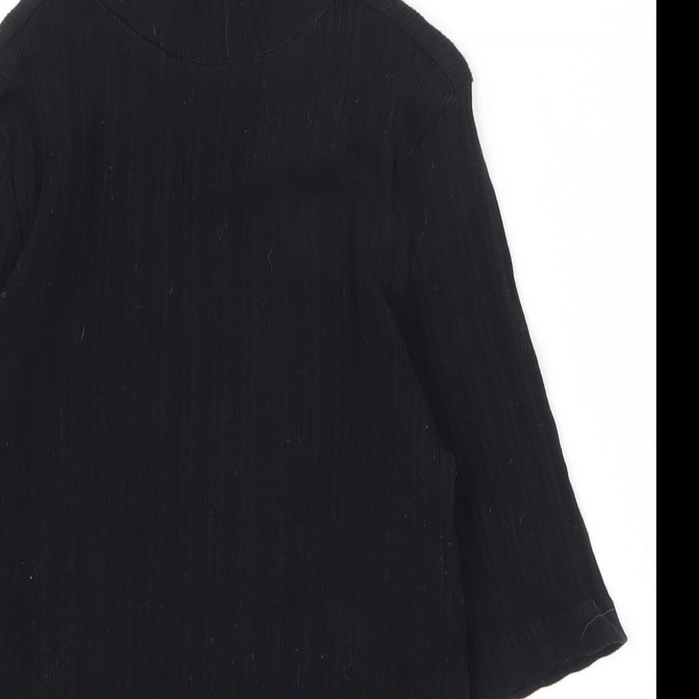 New Look Womens Black  100% Cotton Basic T-Shirt Size 6 High Neck