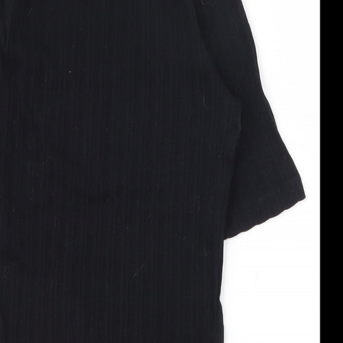 New Look Womens Black  100% Cotton Basic T-Shirt Size 6 High Neck