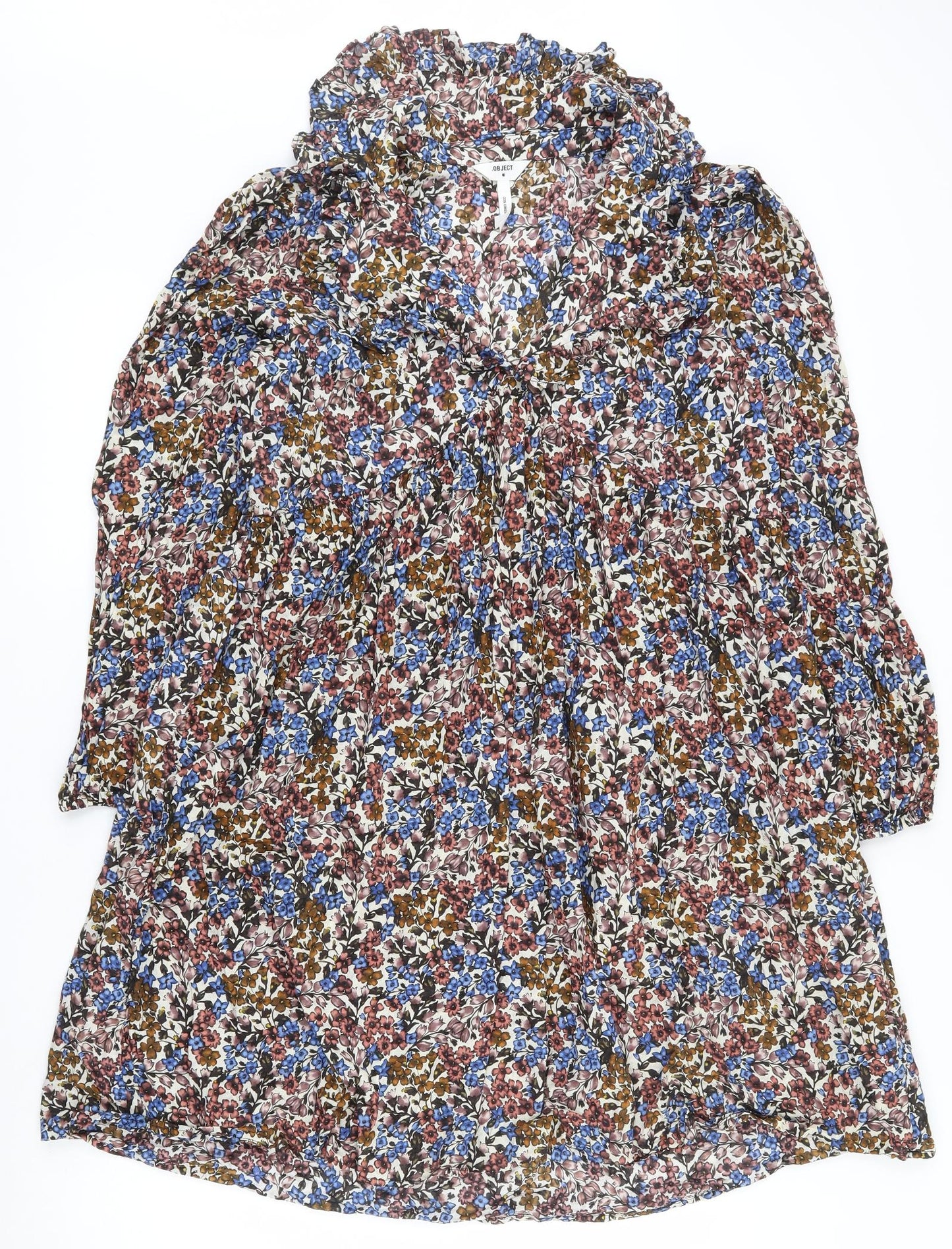 Object Womens Multicoloured Fair Isle 100% Cotton Fit & Flare  Size 12  Collared Pullover