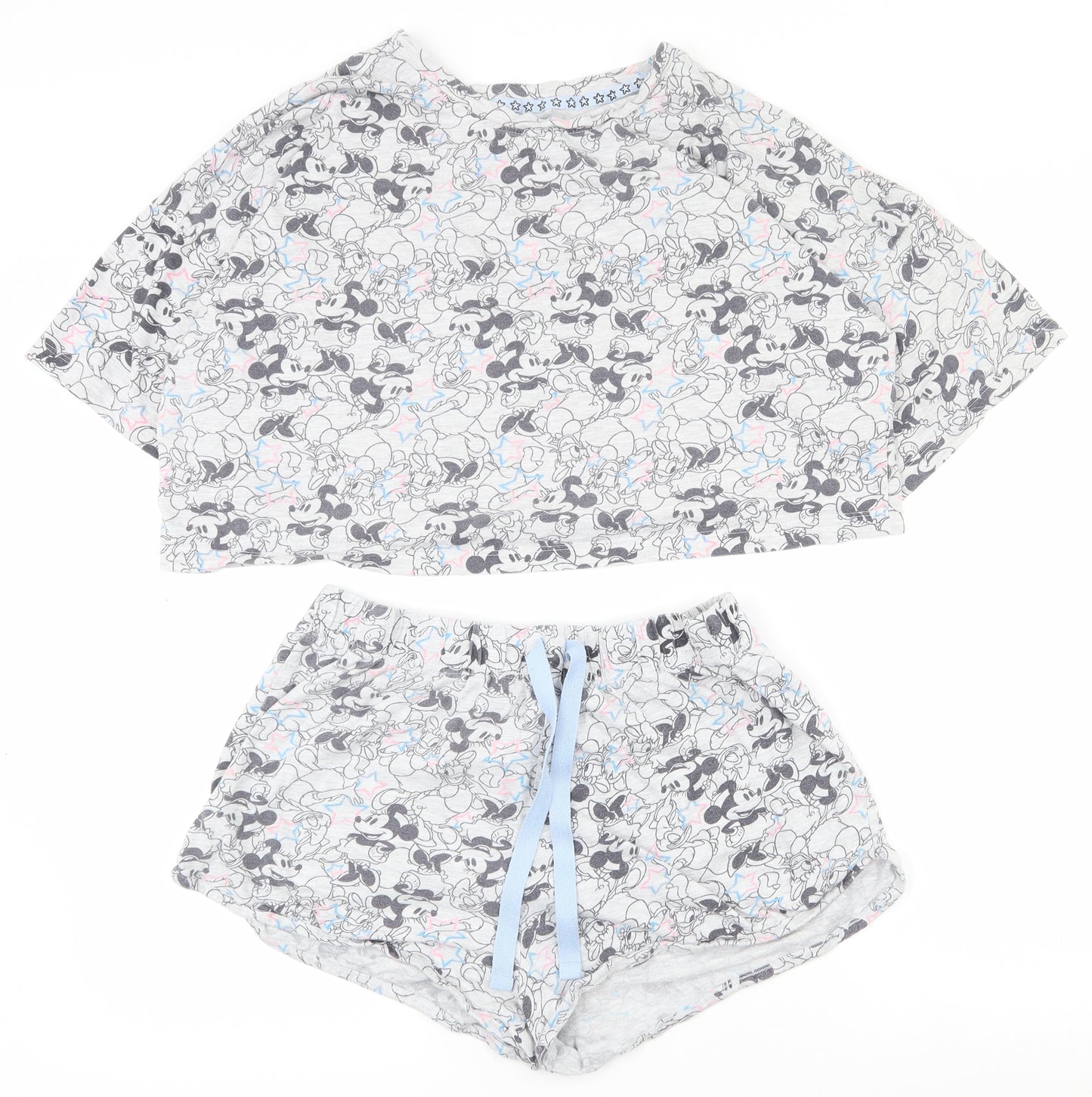 Primark Womens Grey  Cotton Top Pyjama Set Size 12   - 12-14